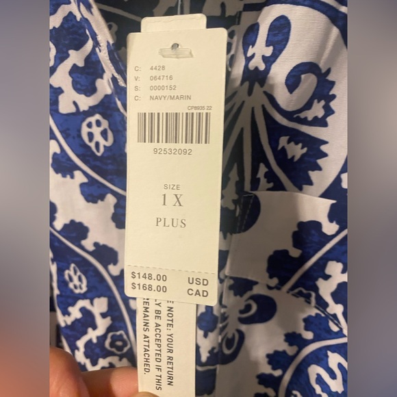 NWT Anthropologie Maeve The Soren in Navy White Medallion Print Shirt Dress 1X - Picture 8 of 10